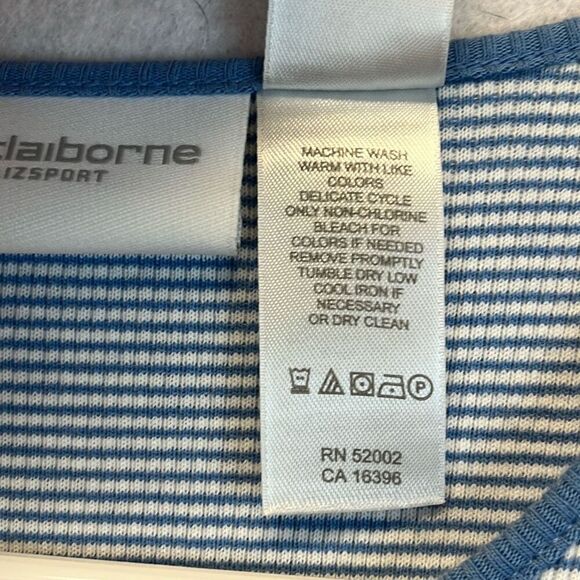 Set of 2 LIZ CLAIBORNE Liz Sport Tops Women's Medium Blue Linen Short Sleeve - Picture 5 of 15